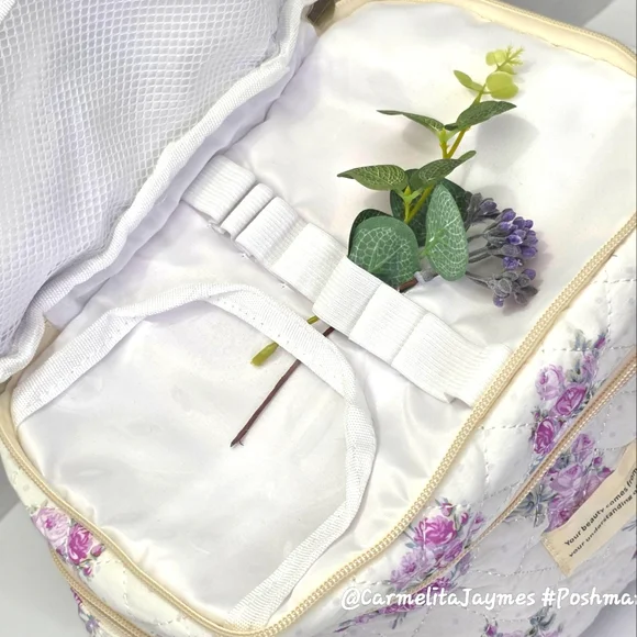 Floral Quilted 👝 3 pc XL Cosmetic Bag Set Travel Toiletry Makeup Organizer NWT - Picture 11 of 15